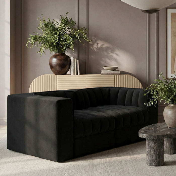 Rummi - Velvet Performance Fabric Upholstered 2 Piece Modular Loveseat - Simple Home Plus