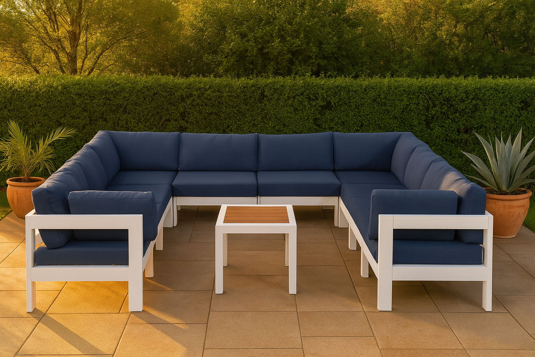 Nizuc - Outdoor Patio 11 Piece Modular Sectional With White Frame - Simple Home Plus