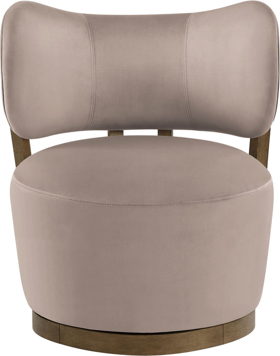 Elara - Velvet Upholstered Swivel Accent Chair - Taupe - Simple Home Plus