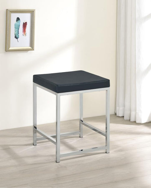 Afshan - Upholstered Square Padded Cushion Vanity Stool - Dark Gray - Simple Home Plus