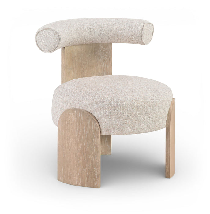 Calder - Linen Textured Fabric Upholstered Accent Chair - Painted Natural Base - Simple Home Plus
