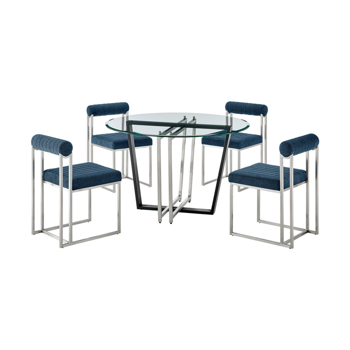 Devi Anastasia - Round Glass Dining Table Set - Simple Home Plus