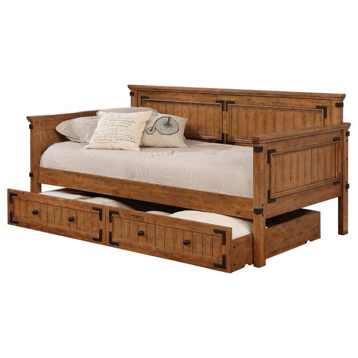 Oakdale - Wood Twin Daybed with Trundle - Rustic Honey - Simple Home Plus