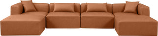 Cube - 6 Piece Modular Double Chaise Sectional - Cognac - Simple Home Plus