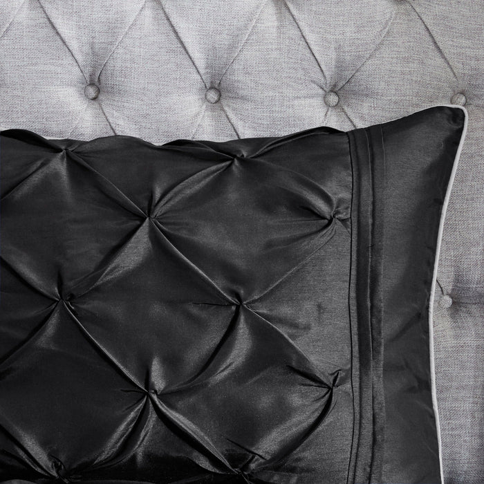 Laurel - Pieced Pleated 7-Piece Tufted Comforter Set - Black - Simple Home Plus