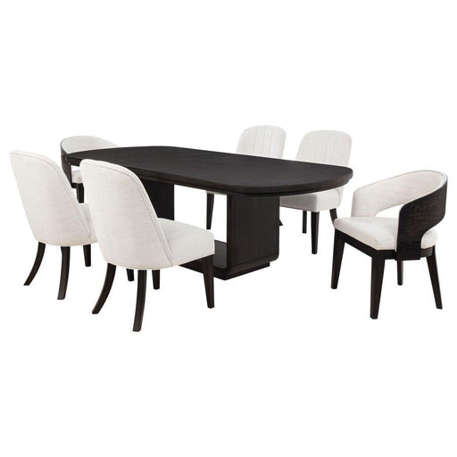 Leandro - 5 Piece Rectangular Dining Table Set - Cream / Burnished Black - Simple Home Plus
