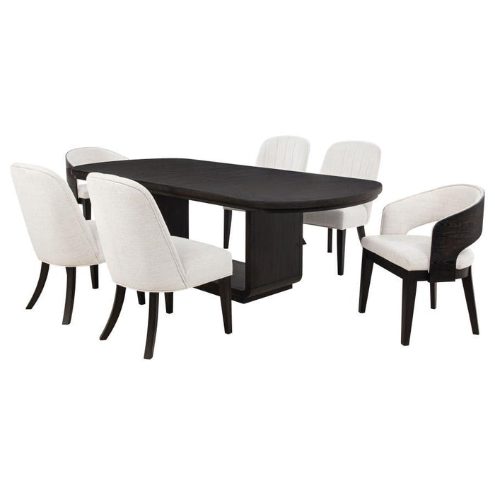 Leandro - 5 Piece Rectangular Dining Table Set - Cream / Burnished Black - Simple Home Plus