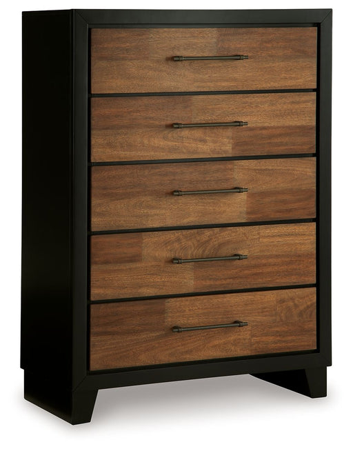 Kraeburn - Brown / Black - Five Drawer Chest - Simple Home Plus