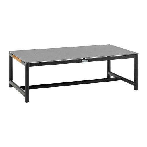 Crown - Aluminum And Teak Wood Outdoor Coffee Table - Black - Simple Home Plus