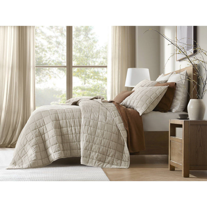 100% Linen - King/California King Linen Garment Washed Quilt Set - Linen - Simple Home Plus