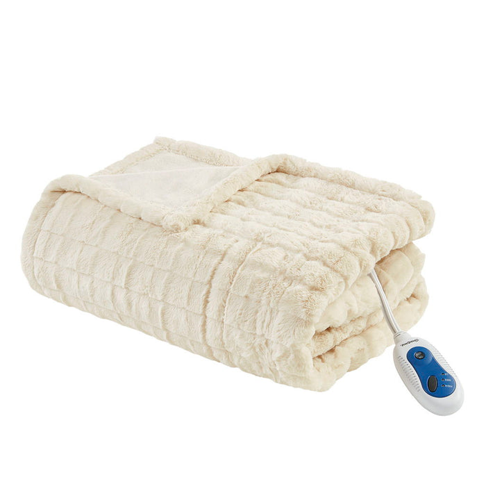Zuri - Oversized Heated Throw - Ivory Texture - Simple Home Plus