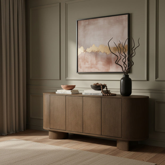 Caldra - Oak Veneer And Solid Wood Sideboard / Buffet - Simple Home Plus