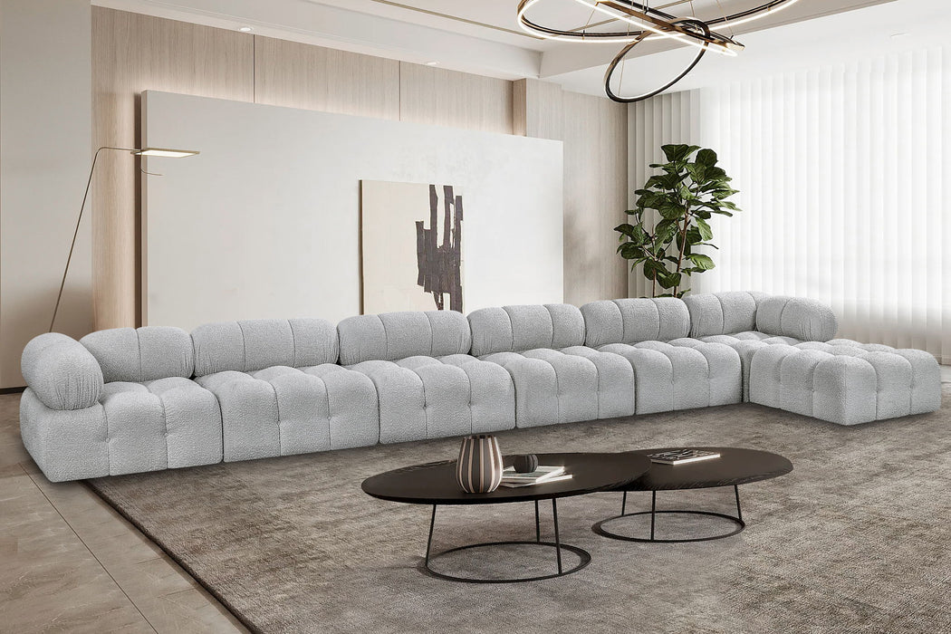 Ames - 7 Piece Boucle Fabric Modular L-Shaped Sectional - Simple Home Plus