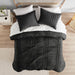 Porter - Twin/Twin Long Soft Washed Pleated Comforter Set - Black - Simple Home Plus