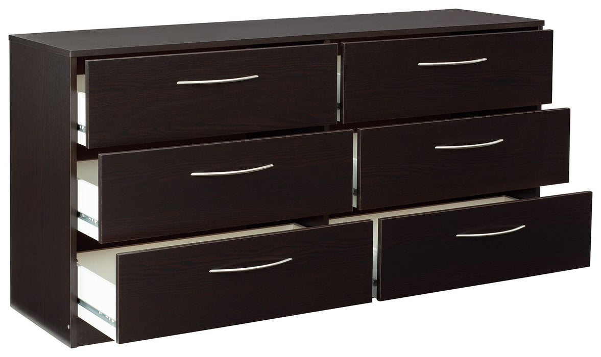 Finch - Black - Six Drawer Dresser - Simple Home Plus