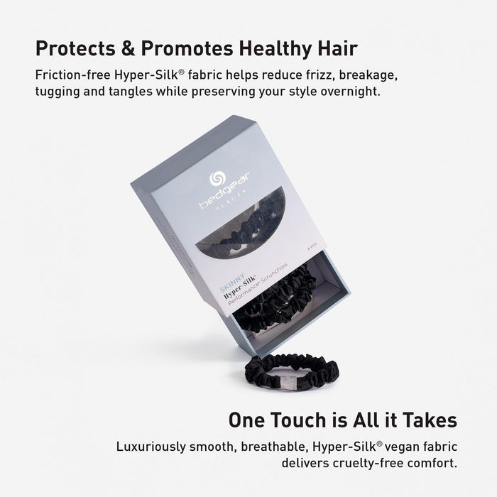 Hyper-Silk - Skinny Performance Scrunchies (Set of 6) - Black - Simple Home Plus