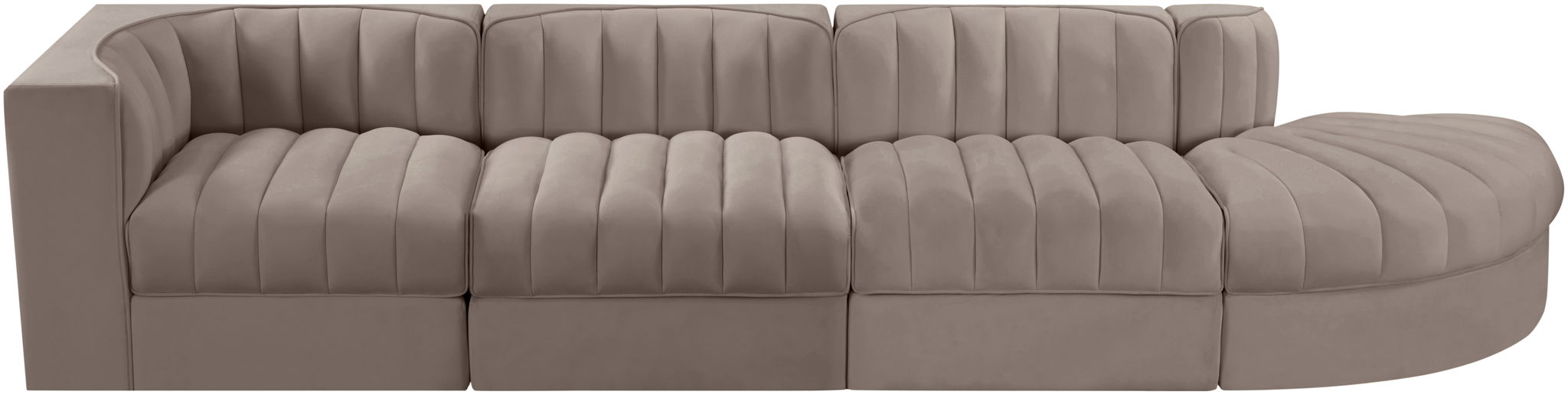 Rummi - Velvet Performance Fabric Upholstered 4 Piece Modular Sectional With Reverse Corner Chair - Simple Home Plus