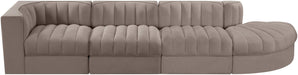 Rummi - Velvet Performance Fabric Upholstered 4 Piece Modular Sectional With Reverse Corner Chair - Simple Home Plus