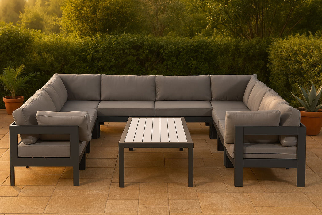 Nizuc - Outdoor Patio 10 Piece Modular Sectional With Gray Frame - Simple Home Plus