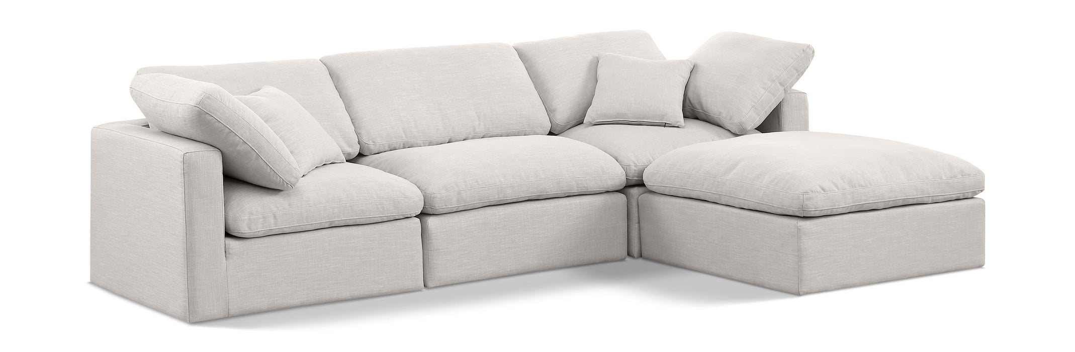 Indulge - Linen 4 Piece Modular Sectional With Chaise - Simple Home Plus