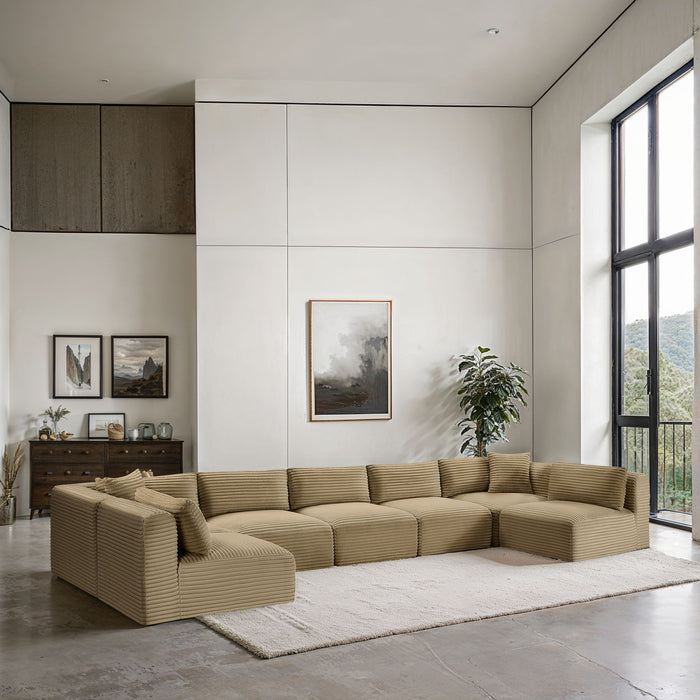 Shaggy - 7 Piece Modular U-Shaped Armless Sectional - Simple Home Plus
