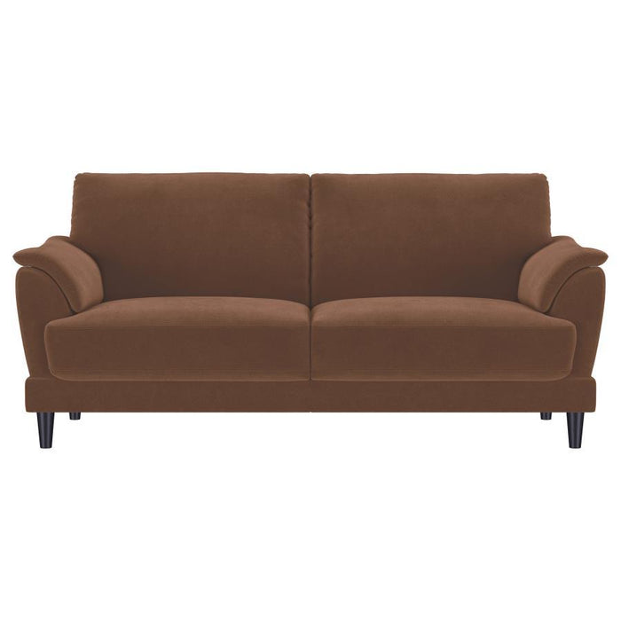 Selma - 2 Piece Velvet Upholstered Crescent Arm Sofa Set - Rust - Simple Home Plus