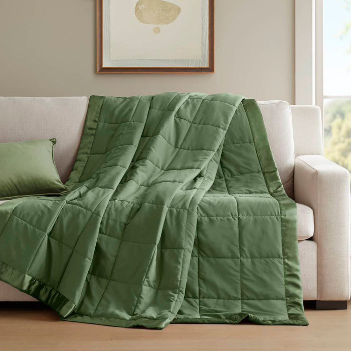 Windom - Twin Lightweight Down Alternative Blanket With Satin Trim - Green - Simple Home Plus