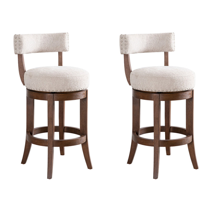 Mystic - Solid Wood Upholstered 26" Counter Height Swivel Barstool - Simple Home Plus