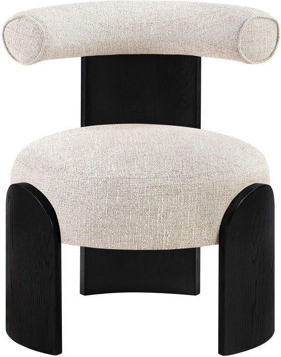 Calder - Linen Textured Fabric Upholstered Accent Chair - Painted Black Base - Simple Home Plus