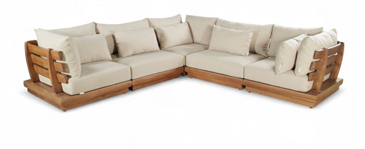 Mirella - 5 Piece Water Resistant Fabric Upholstered Outdoor Patio Modular Sectional - Simple Home Plus