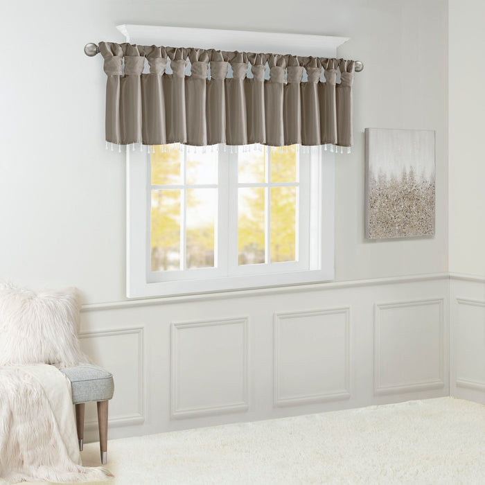Emilia - Lightweight Valance With Beads - Pewter - Simple Home Plus
