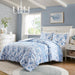Christa - Floral Striped Duvet Cover Set - Blue - Simple Home Plus