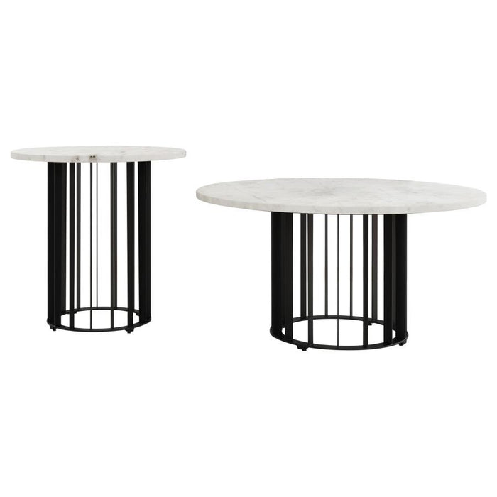 Haven - Round Marble Coffee Table Set - Simple Home Plus