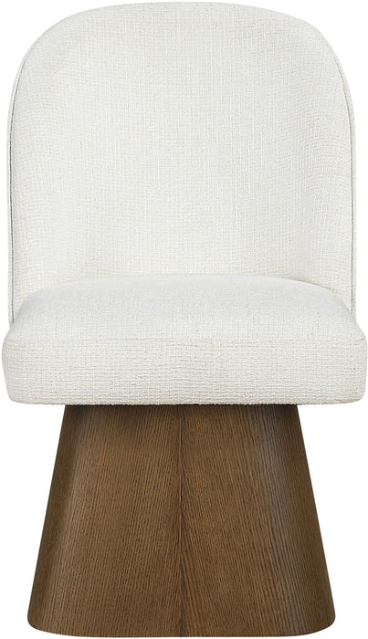 Marlowe - Linen Textured Fabric Upholstered Swivel Dining Side Chair - Stained Brown - Simple Home Plus