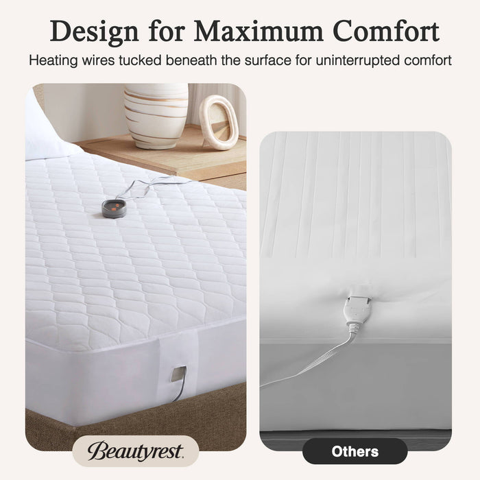 Cotton Blend - Queen Heated Mattress Pad - White - Simple Home Plus