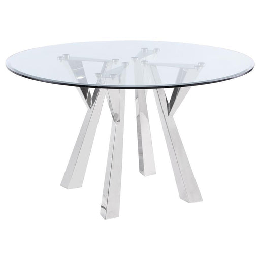 Alaia - Round Clear Glass Top Dining Table - Chrome - Simple Home Plus