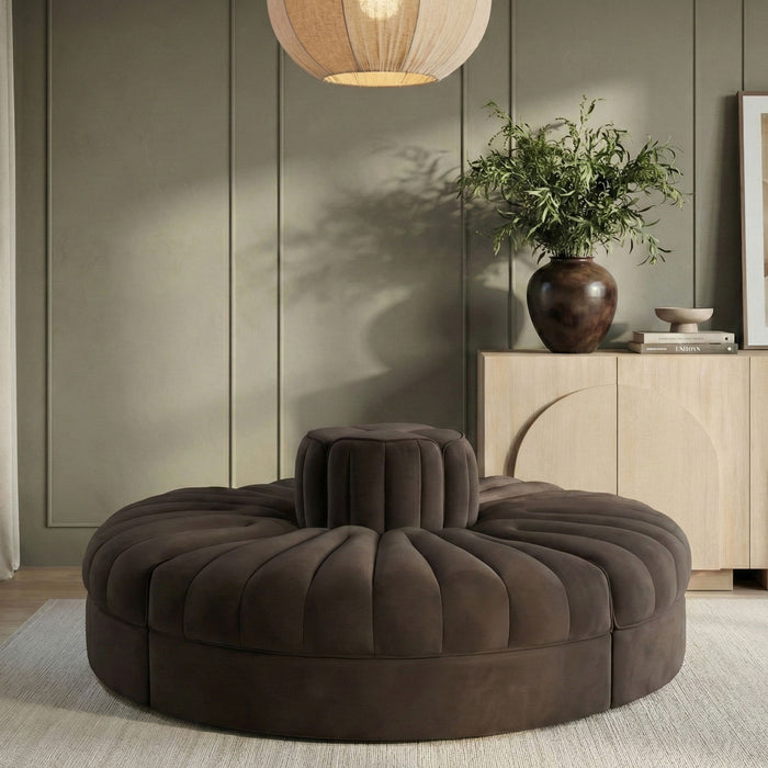 Rummi - Round Velvet Performance Fabric Upholstered 4 Piece Modular Sofa - Simple Home Plus