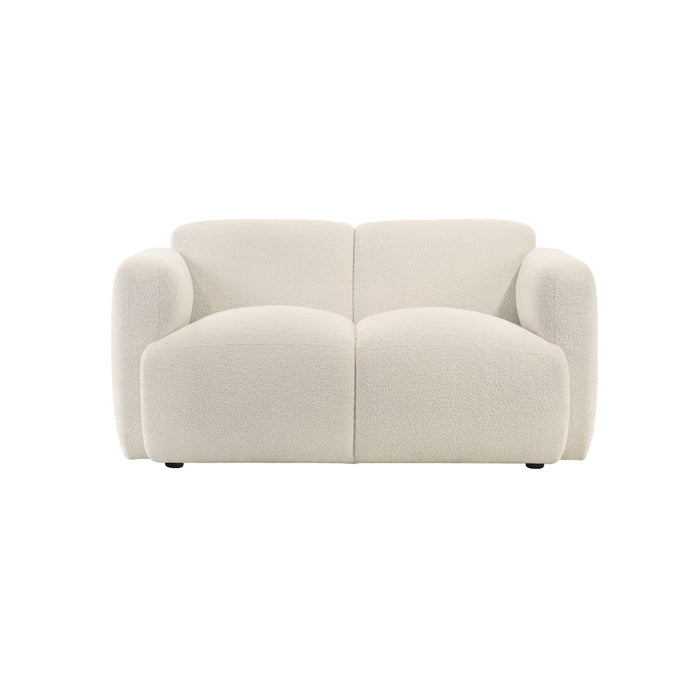 Sierra - Boucle Fabric Loveseat With Rounded Arms - Ivory - Simple Home Plus