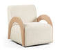 Neria - Chenille Fabric Upholstered Swivel Accent Chair - Cream / Painted Natural - Simple Home Plus