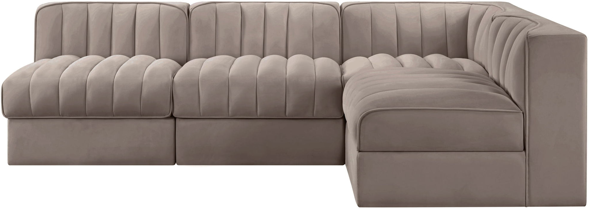 Rummi - Armless Velvet Performance Fabric Upholstered 4 Piece Modular Sectional - Simple Home Plus