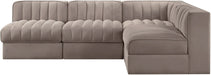 Rummi - Armless Velvet Performance Fabric Upholstered 4 Piece Modular Sectional - Simple Home Plus