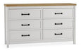 Kerisden - Six Drawer Dresser - White / Brown - Simple Home Plus