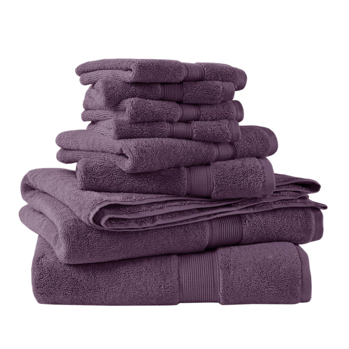 800GSM - 8 Piece Antimicrobial Towel Set - Purple - Simple Home Plus