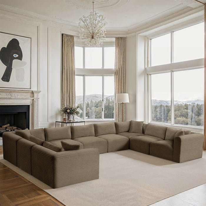 Shaggy - Fabric 9 Piece Modular U-Shaped Sectional - Simple Home Plus