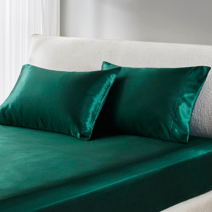 Satin - King Luxury Pillowcases (Set of 2) - Emerald - Simple Home Plus