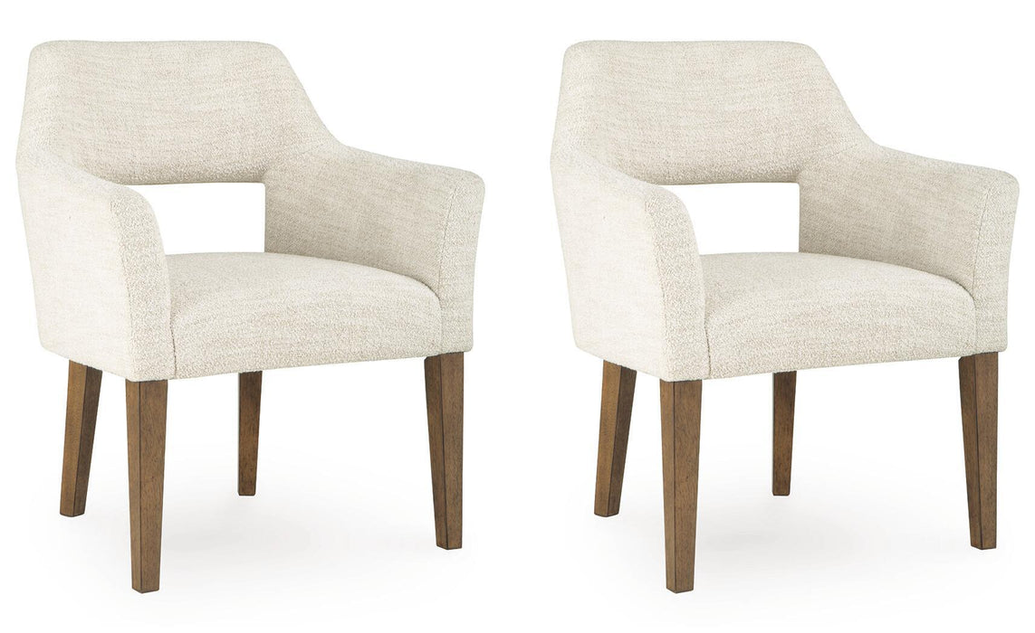 Marxmore - Dining Upholstered Arm Chair (Set of 2) - Beige / Brown - Simple Home Plus