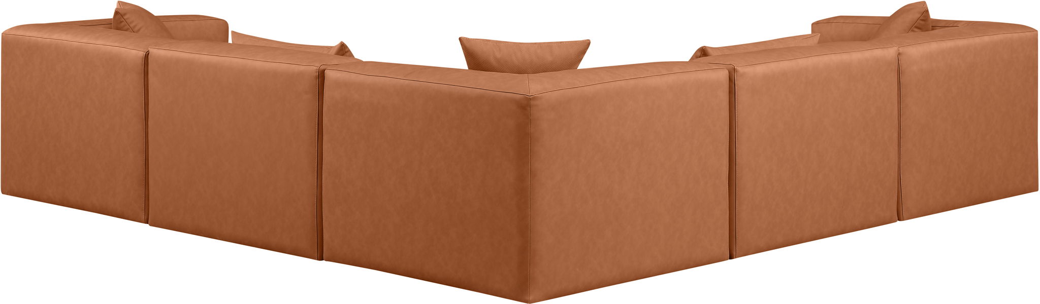 Cube - 5 Piece Modular Corner Sectional - Cognac - Simple Home Plus
