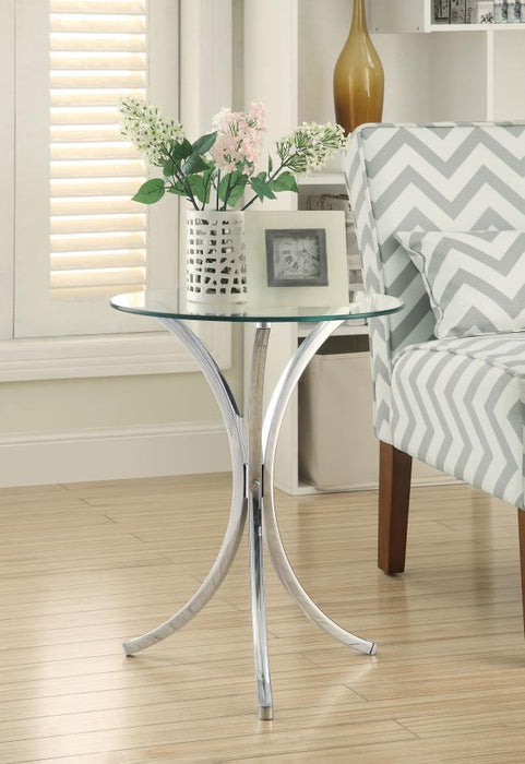 Eloise - Round Glass Top Accent Side Table - Chrome - Simple Home Plus