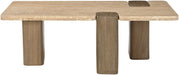 Ravenna - Genuine Fabric Travertine And Oak Wood Table - Simple Home Plus