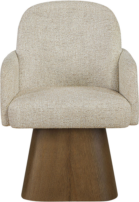Marlowe - Linen Textured Fabric Upholstered Swivel Dining Arm Chair - Stained Brown - Simple Home Plus